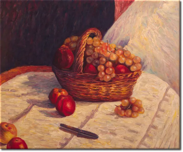 Ölgemälde 'Stilleben mit Äpfeln und Weintrauben' nach Sisley in 63x54cm (03)