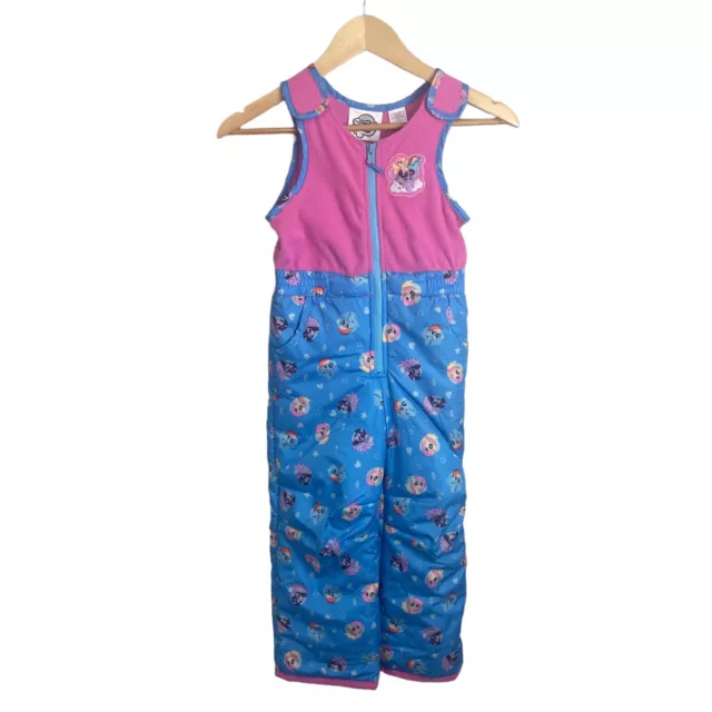 Girls Snow Pants Bibs Overalls Size XS (4-5) Pink Blue My Little Pony