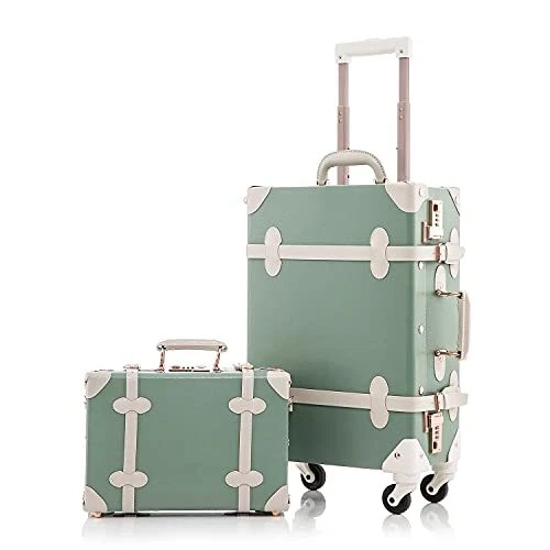 2 PIECE VINTAGE Luggage Set 20 inch Carry on Suitcase 20