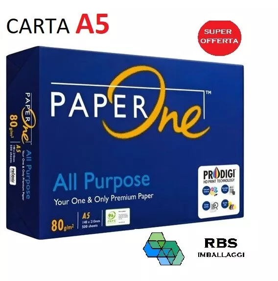 CARTA A5 80 gr per stampante fotocopie 5 10 risme da 500 fogli stampanti  ricette EUR 25,90 - PicClick IT