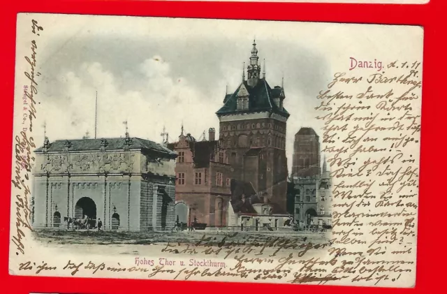 Danzig Gdańsk 1899 Hohes Thor u. Stockturm