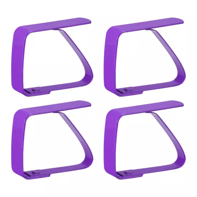 Tablecloth Clips 50mm x 40mm 420 Stainless Steel Table Cloth Holder Purple 4 Pcs