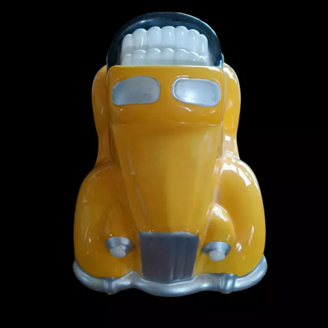 Vintage Fitz Floyd Ceramic Car Coin Penny Bank. Yellow with Black Trim. 8" X 4"