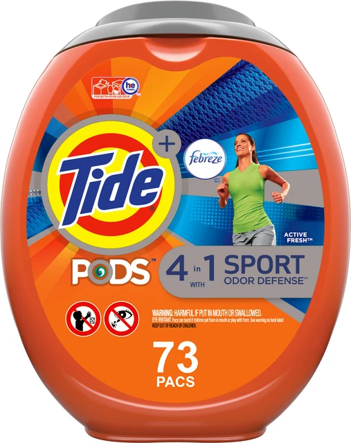 Tide Pods Febreze Sport Odor Defense, 73 Ct Laundry Detergent Pacs