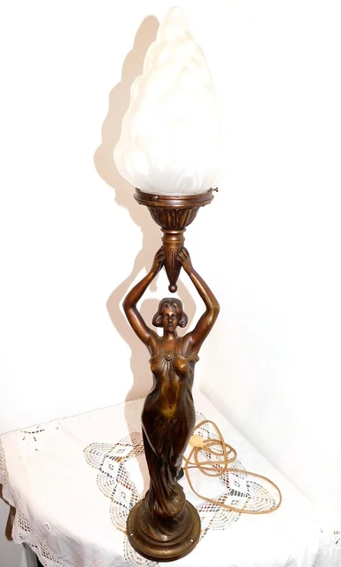 Lampe Lampadaire Personnage Femme Grecque Antique Style Baroque - 170 Cm Haut - Neuf - Énergie A+++ - LED