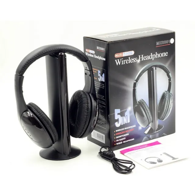5 in 1 Headset Wireless Headphones Cordless RF Headset Earphones For TV DVD PC
