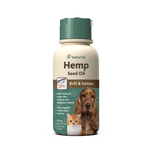 Cáñamo Semilla Aceite para Gatos Y ; Perros, Kril Salmón, 8-oz