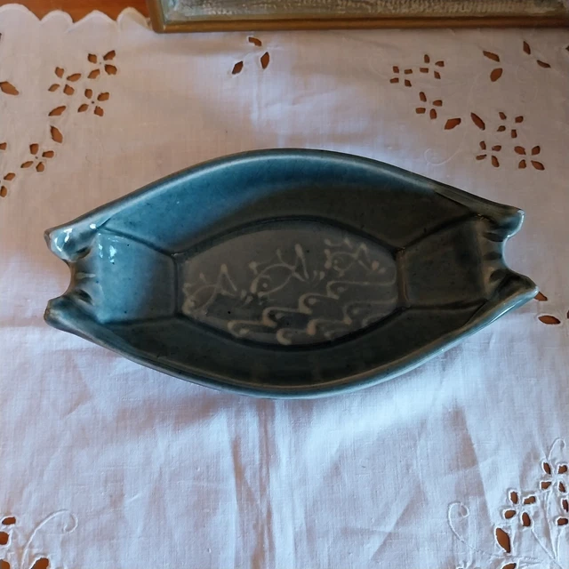 Coupe Vide-poche En Céramique émaillée Décor Scarifié Chat Signé - Parfait état