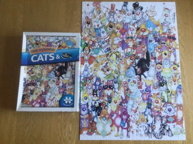 ONE HUNDRED CATS a Fish 1000 Piece Jigsaw Puzzle 4.00 PicClick UK