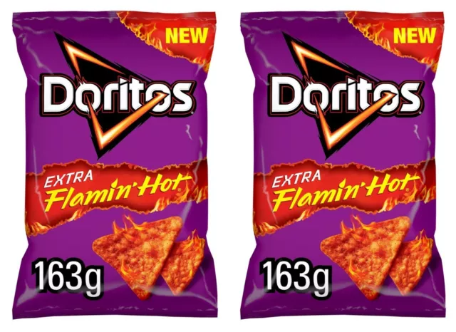 Doritos Extra Flamin' Hot Sharing Bag Snacks 163g PACK OF 2