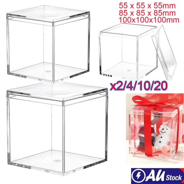 Clear Acrylic Box Square Cube with Lid Gift Packaging Display Jewelry Case Small