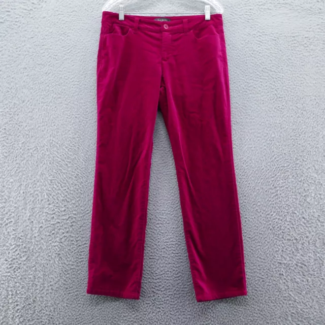 Talbots Womens Signature Straight Leg Velvet Pants 12 Petite Pink Mid Rise Comfy