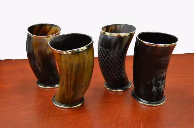 Viking Drinking Horn Mug Cup Game of Thrones Medieval 4" Assorted Set of 4 3