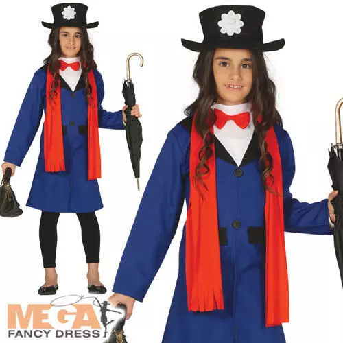 Victorian Nanny Girls Fancy Dress Mary Poppins Kids Child World Book Day Costume