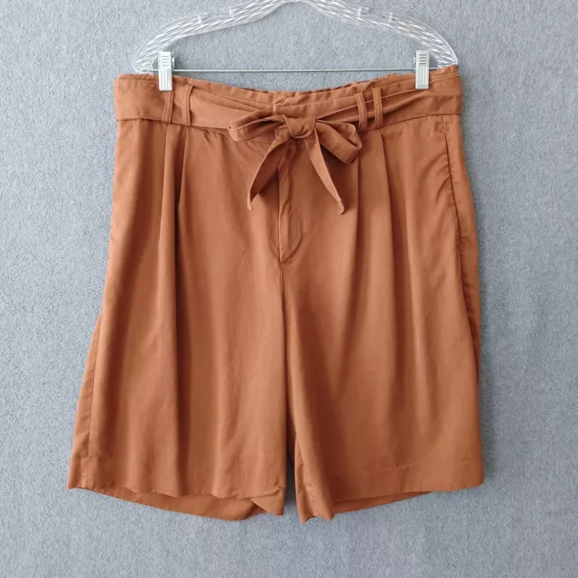 Pantalones cortos para mujer Banana Republic 12 naranja marrón corbata cintura playa exteriores