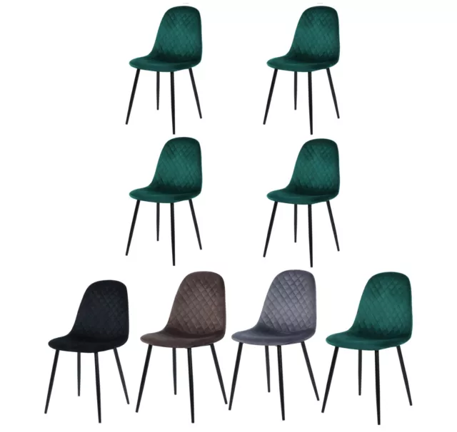 Modern Dining Chairs Velvet Padded Seat Metal Legs Kitchen Chair Home Office