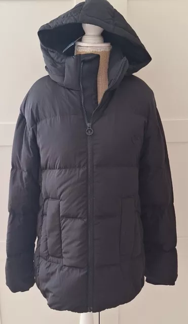 Adidas Ladies Down Fill Black Puffer Coat With Hood Size 8/10 BNWT Rrp £95