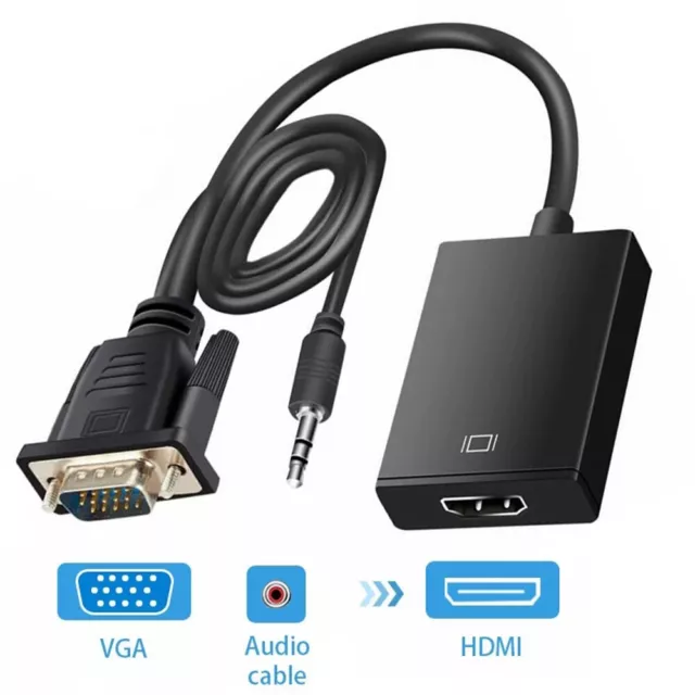 Output Video Audio For PC laptop to HDTV Adapter Cable VGA to HDMI Converter