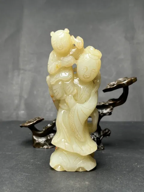 Chinese Exquisite Handmade figure Carving Hetian Jade Statue