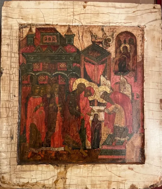 Russische Ikone mit der Darbringung Mariens im Tempel, um 1600/A. 17. Jh.