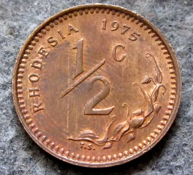 Rhodesia Zimbabwe 1975 1/2 Cent, Bronze Unc