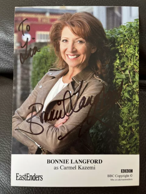 BBC EastEnders BONNIE LANGFORD as Carmel Kazemi Hand Signed Cast Card Autograph