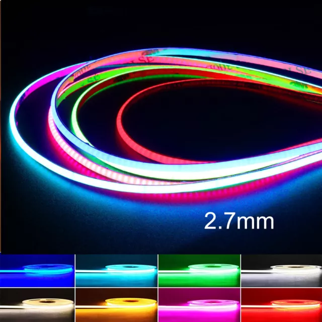 Super Thin 2.7MM COB LED Strip Light 480LEDs/m Soft Flexible 12V Bar Decor Light