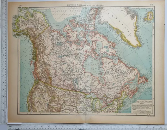 1922 Antique Map British North America Dominion Of Canada Alaska Nova Scotia