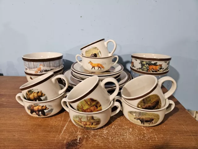 NATIONAL WILDLIFE FEDERATION American Wilderness DINNERWARE SET f/4=20 pcs, VTG