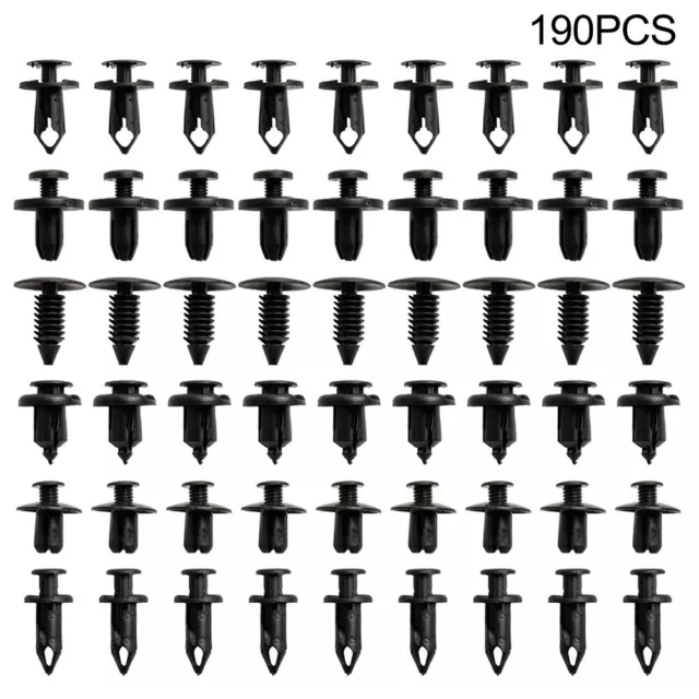 190pcs 6Tailles Auto Fixation Fixation En Plastique DeVoiture Boucle Rivet Clips