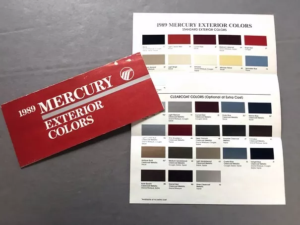 1989 Mercury Color Paint Car Guide Brochure - Grand Marquis Sable Topaz Tracer