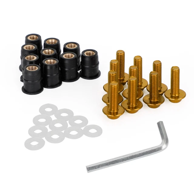 10 Pack Alu Gold M5x16 Windshield Screen Screw Bolts Kit Motorcycle Motorbike SA