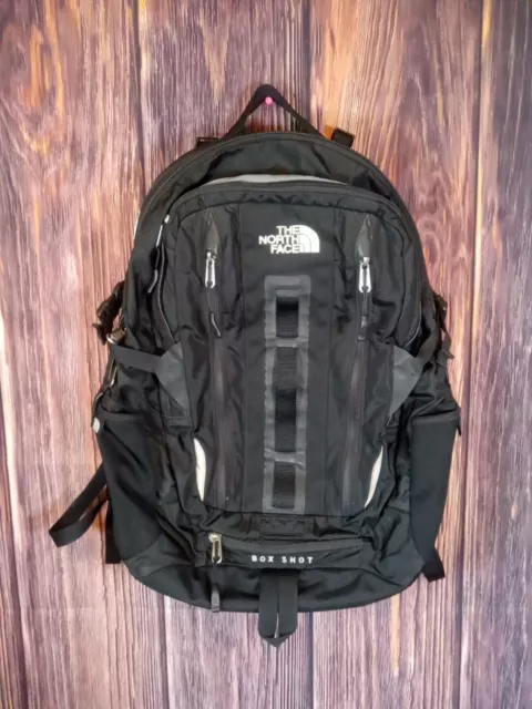 The North Face Box Shot Black Nylon Polyester Backpack Hiking Camping School