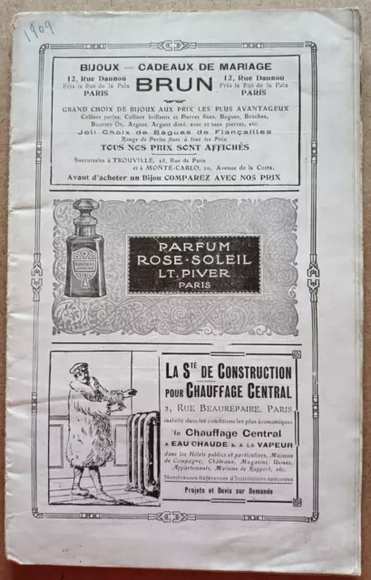 PROGRAMME - THEATRE NATIONAL de l'OPERA-COMIQUE - SANGA 1909