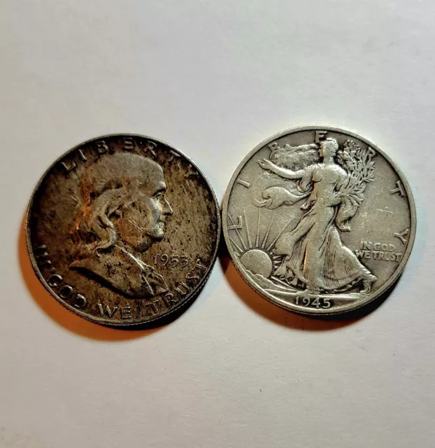 1953 D Franklin And 1945 S Walking Liberty Half Dollar Lot