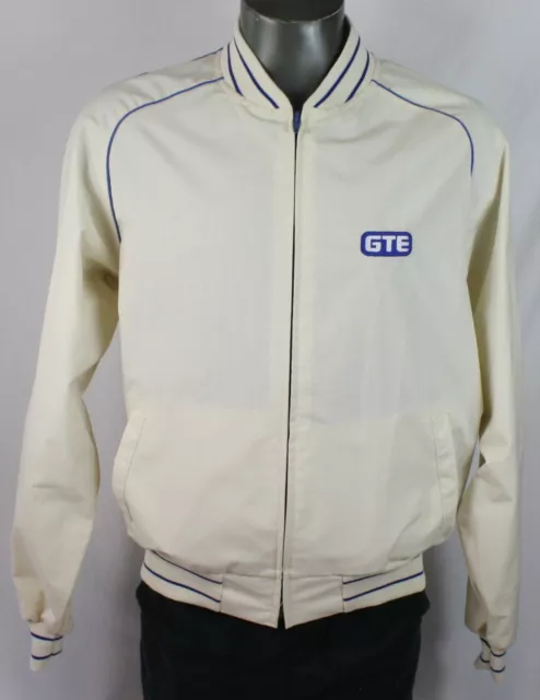 Vintage 70s 80s GTE Telephone Company Creme Bomber Jacket XL Made in USA