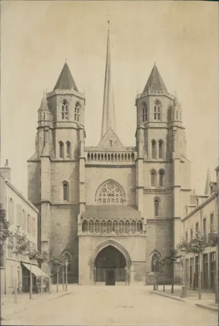 France, Dijon, Cathédrale St Bénigne  Vintage albumen print.  Tirage albuminé