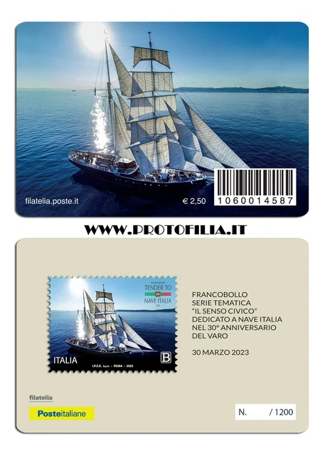 TESSERA FILATELICA ITALIA 2023 NUOVA " 30° anniversario varo della NAVE ITALIA "