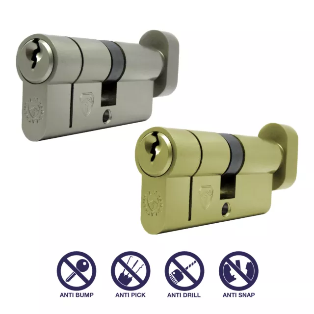 T30/30 Thumb Turn Anti Snap Technology Euro Cylinder Lock - HIGH SECURITY 6 PINS