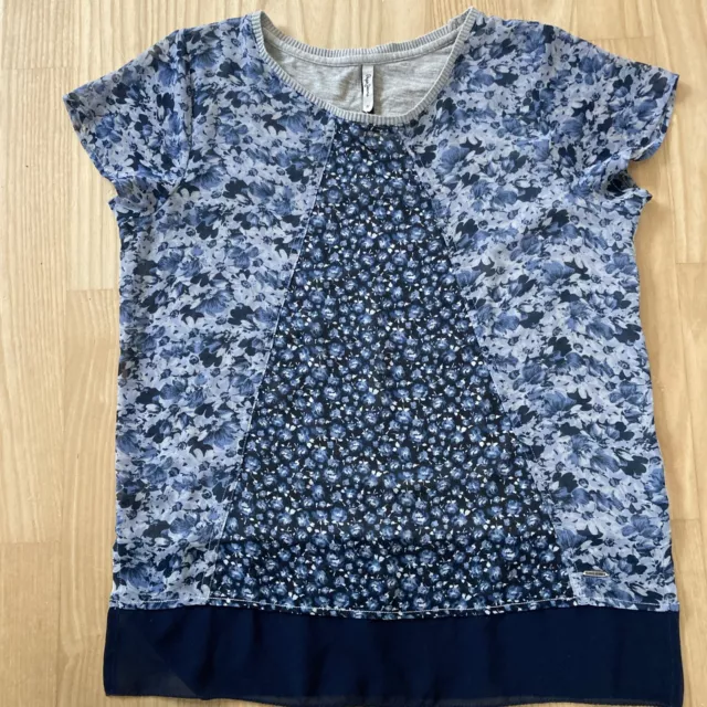 Cooles neuwertiges Tshirt/Tunika/Bluse Pepe Jeans, Blumen, Gr.M, blau