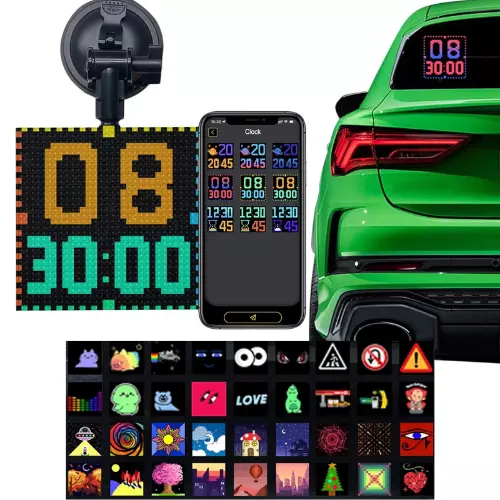 6x6 Inch Car LED Display Screen Bluetooth App Controlled Pixel Animated Light