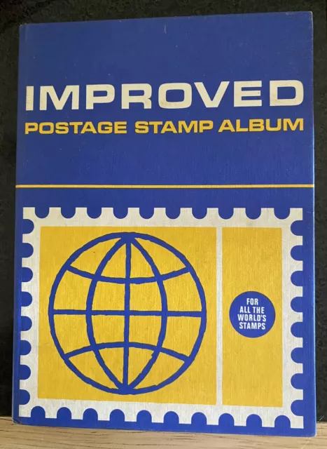 Old Improved Stamp Album with World Stamps