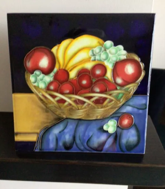 Old Tupton Ware Ceramic Wall Plaque / Free Standing, Basket of Fruit 3