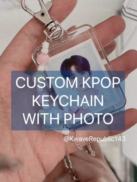 Custom Kpop Beaded Keychain With Mini Photo Holder Handmade Personalise Skz Bts