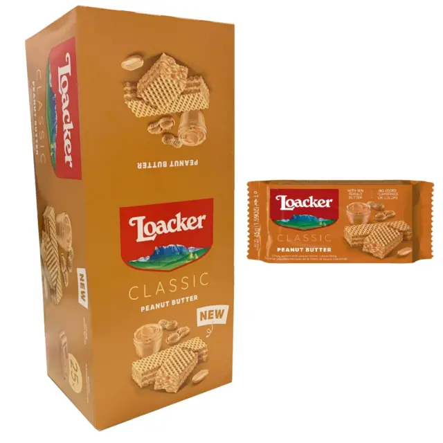 Biscuits Wafer Loacker Classic Peanut Butter 25 Pièces De 45 Gr Snack