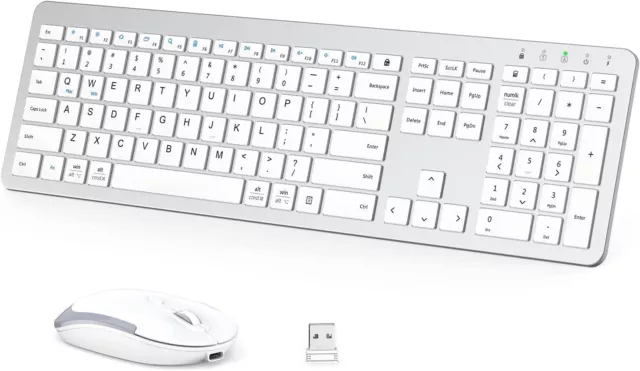iClever GK08 Wireless Keyboard and Mouse - Rechargeable, Ergonomic, Quiet