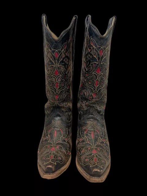VINTAGE CORRAL SNIP Toe Cowboy Boots Distressed Romantic Western Boho ...