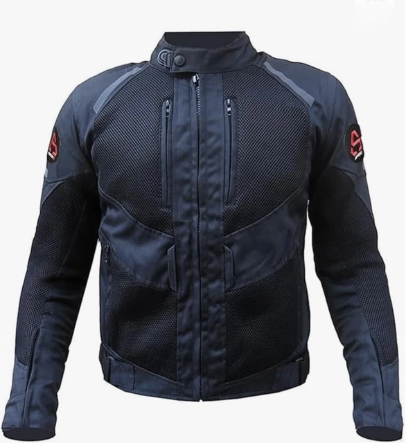 Bikers Gear, Giacca Da Motociclista In Kevlar, Maglia Corazzata Da 280 G/m² Dupont™ Kevlar® Aramide Con Protezione CE, Blu Chk, 52 - Foto 8