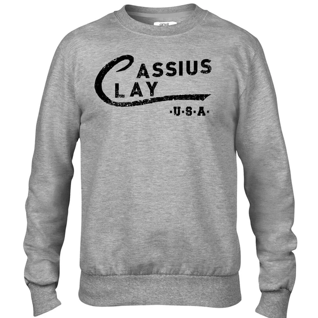 Cassius Clay Grey Premium Crew Sweater Jumper Muhammad Ali The Greatest