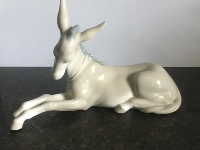 Stunning Lladro Porcelain Figure Of Donkey Resting